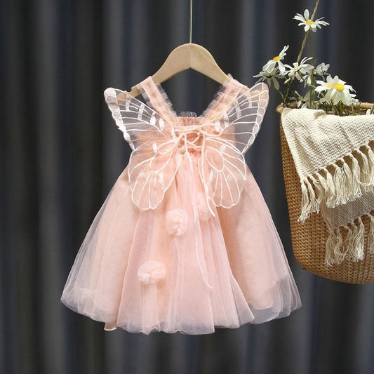 Vestido de Verano Niña con Alas de Mariposa y Malla Esponjosa - Image 2