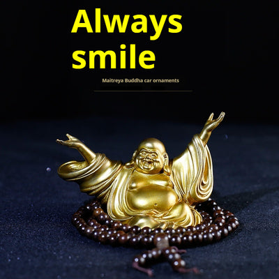 Decoración Buda Maitreya en Latón - Artesanía Exquisita para tu Auto