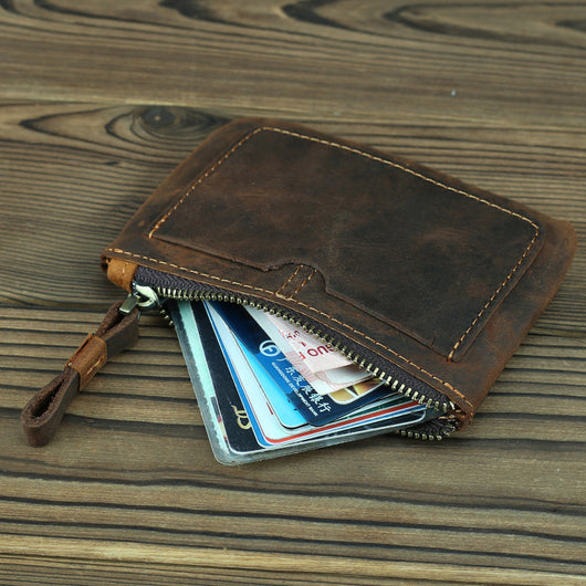Monedero Compacto de Cuero Crazy Horse Estilo Retro para Hombre - Image 14