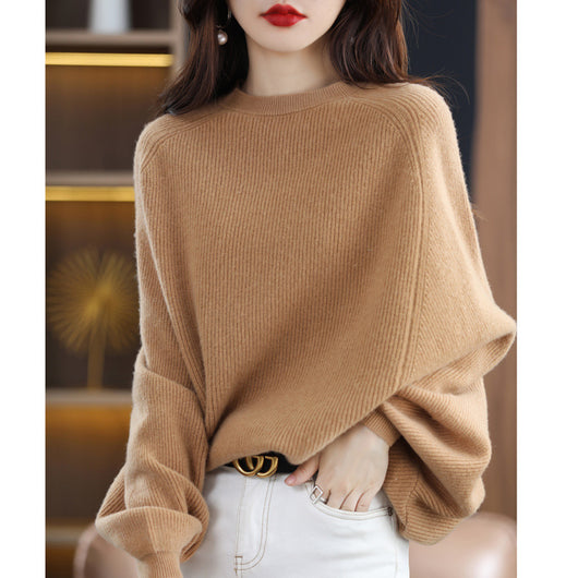 Suéter de Lana Pura Mujer Cuello Redondo Raglan - Polera Versátil Todo Uso - Image 4