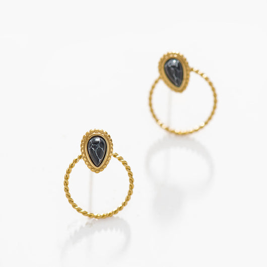 Aretes de Piedra Natural Incrustada Gota de Agua - Image 7