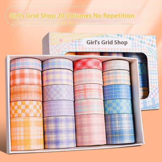 Set of 20 rolls of cute cartoon washi tape in a pink 'Peach Tea Talk' gift box, featuring peach, strawberry, and bear designs. - Image 7