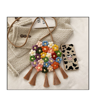 Bolsa Redonda Étnica Esponjosa para Mujer - Diseño Floral 2025 - Image 24