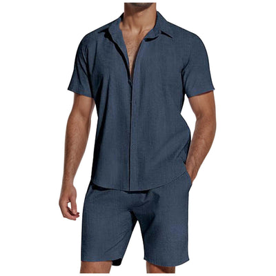 Camisa de Lino con Solapa Manga Corta para Hombre - Image 11