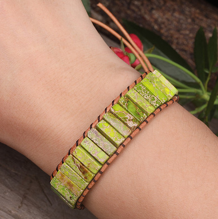 Pulsera de Cuero con Jaspe Natural de Depósito Marino - Image 6