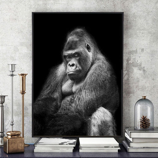 Cuadro de Pintura de Diamantes Mono en Blanco y Negro - Arte DIY para Pared