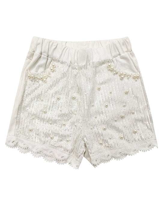 Shorts de Encaje Perlado Brillante para Mujer - Image 2