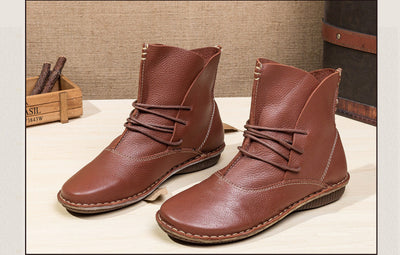 Botas Retro de Cuero Genuino para Mujer - Estilo Bosque Clásico - Image 7