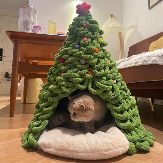 Nido Térmico para Mascotas en Lana Tejida - Kit Completo Navideño