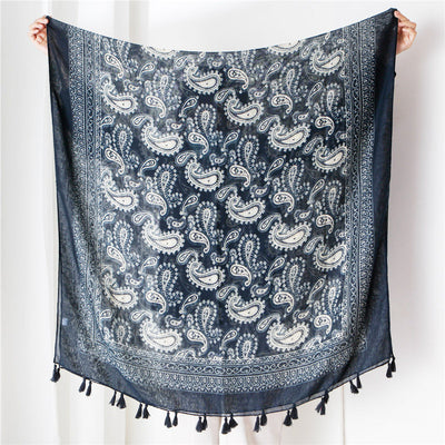 Foulard Étnico Estampado Cachemira Protección Solar Velo Ligero - Image 4