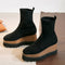 Botas Plataforma Wedge Punta Cuadrada con Stretch