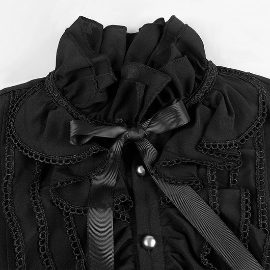 Camisa Plisada Steampunk Victoriana para Hombre con Capas - Image 17