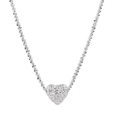 Collar de Plata 925 Flores Silvestres con Corazón Irregular - Cadena Clavícula Verano - Image 8