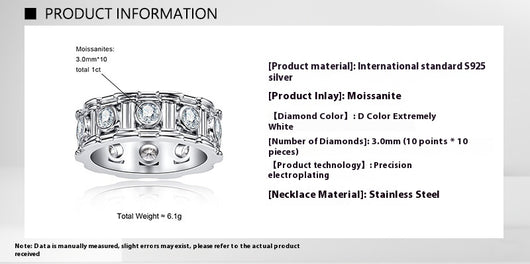 Anillo Lujo Ligero Plata 925 con Incrustación Columna Romana y Moissanita para Mujer - Image 6