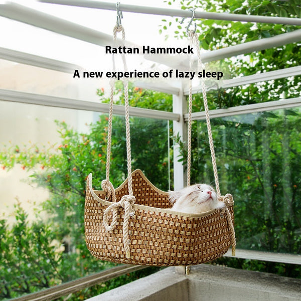 Nido de Ratán para Gatos - Hamaca Cómoda Primavera Verano