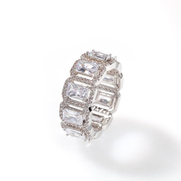 Anillo de Zirconia Rectangular Hueco Estilo Europeo y Americano