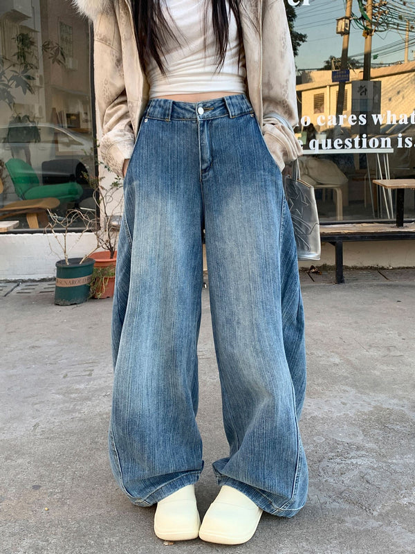 Jeans Machete Desgastados Lavados para Mujer Corte Holgado Tendencia