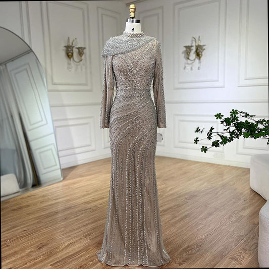 Vestido Fishtail Ajustado Nude para Mujer