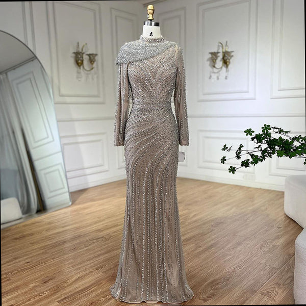 Vestido Fishtail Ajustado Nude para Mujer
