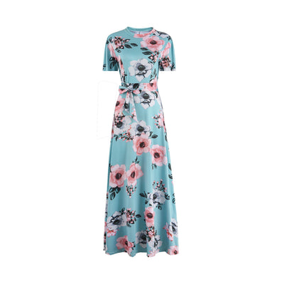 Vestido Amplio Estampado Floral Estilo Europeo Manga Corta para Mujer - Image 4