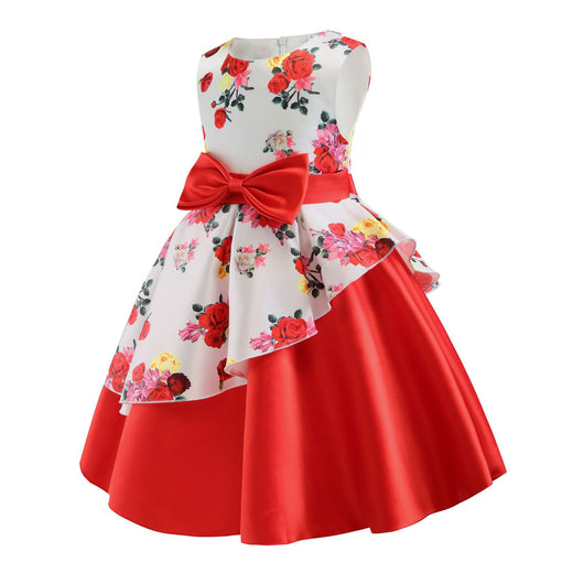 Vestido Infantil con Estampado Irregular y Lazo Festivo - Image 37
