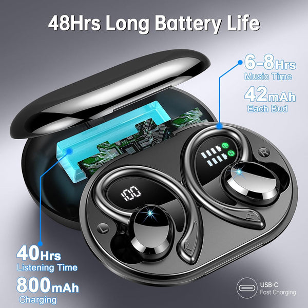 Auriculares Bluetooth con Gancho Inalámbricos y Pantalla Digital Inteligente