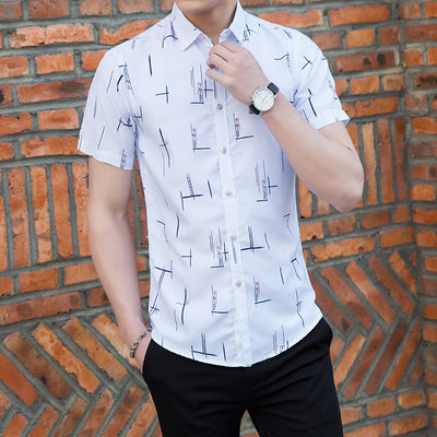Camisa Estampada de Manga Corta para Hombre Talla Grande - Image 4
