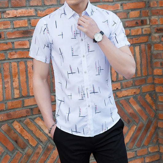 Camisa Estampada de Manga Corta para Hombre Talla Grande - Image 4