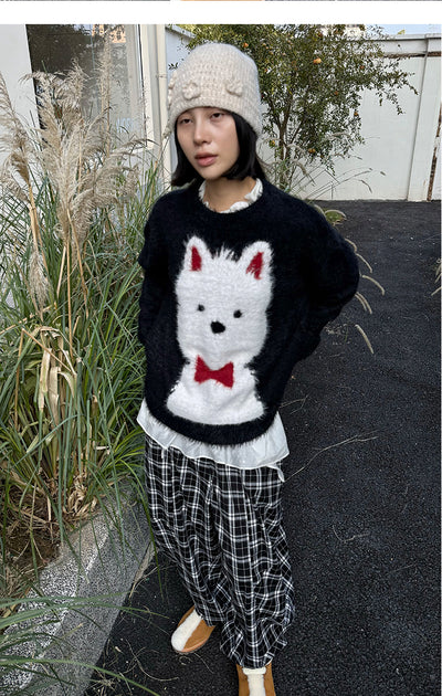 Suéter para Perro Negro con Moño Rojo y Detalles en Pelaje - Image 10