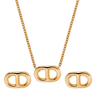 Collar Retro Cadena Clavícula Efecto Frío de Dos Piezas