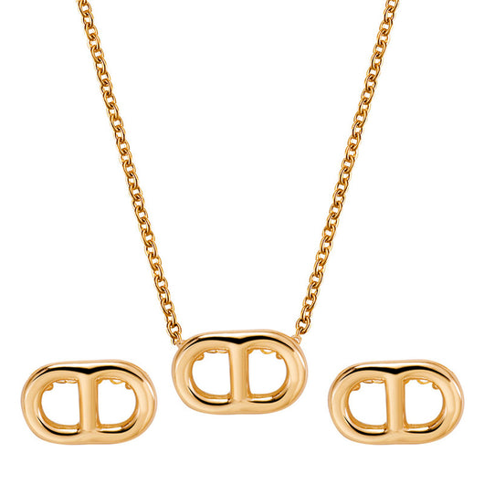 Collar Retro Cadena Clavícula Efecto Frío de Dos Piezas
