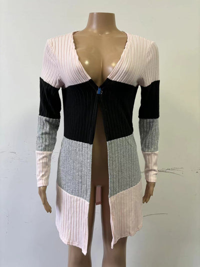 Abrigo Largo Casual para Mujer con Detalle de Raya Lateral Contrastante y Cuello Abierto - Image 11