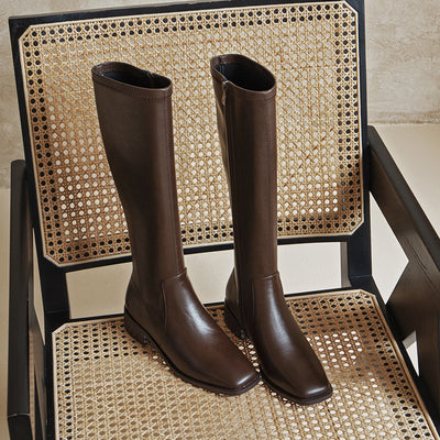 Botas Altas de Invierno en Cuero Premium con Tela Stretch y Forro de Terciopelo - Image 4