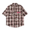Camisa de Cuadros Desgastada de Manga Corta para Hombre