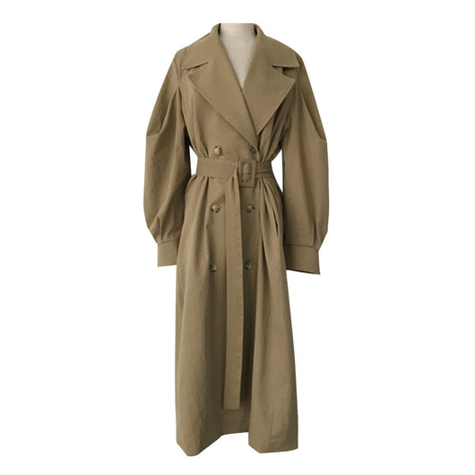 Abrigo Impermeable Largo Estilo Coreano Corte Holgado Temperamento Británico