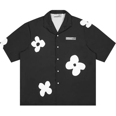 Camisa Cubana de Manga Corta con Silueta Floral Pintada a Mano - Image 6