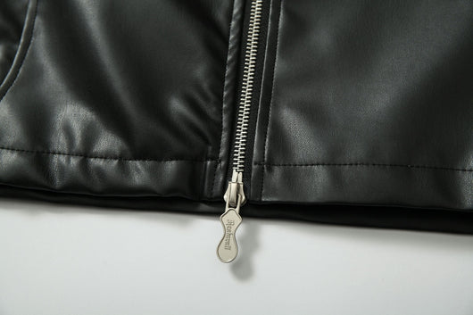Chaqueta de Cuero Estilo Retro Americano con Detalles de Tartán - Image 9