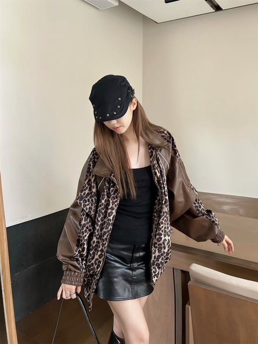 Chaqueta de Cuero PU con Detalles Leopardo - Image 18