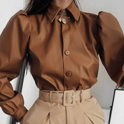 Blusa de Solapas Estructuradas con Mangas Abullonadas - Image 10