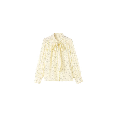 Blusa de Lunares con Moño Streamer de Manga Larga Versátil - Image 5