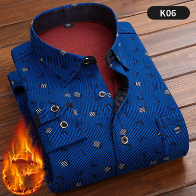 Camisa Cálida Acolchada de Terciopelo para Hombre Talla Grande - Image 6