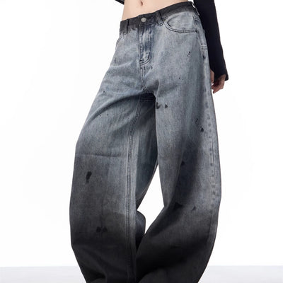 Pantalones Jeans Sueltos Efecto Desteñido con Tinta Splash