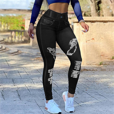 Leggings Tipo Denim de Cintura Alta con Máximo Estiramiento - Image 3