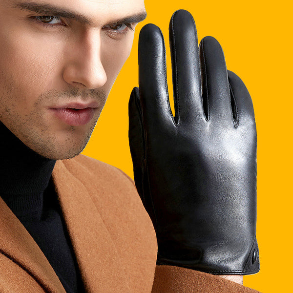 Guantes de Cuero para Hombre Invierno con Pantalla Táctil Piel de Oveja