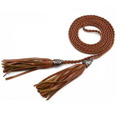 Cinturón Tejido para Mujer con Cadena de Borlas Decorativa - Image 14