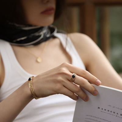 Anillo de Ágata Retro Lujo Ligero para Mujer - Image 10