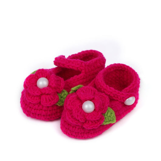 Zapatos Infantiles de Lana Tejida a Mano con Diseño de Moño y Flores - Image 4