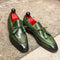 Zapatos de Cuero PU Verde con Borla y Punta Redonda Estilo Británico para Hombre