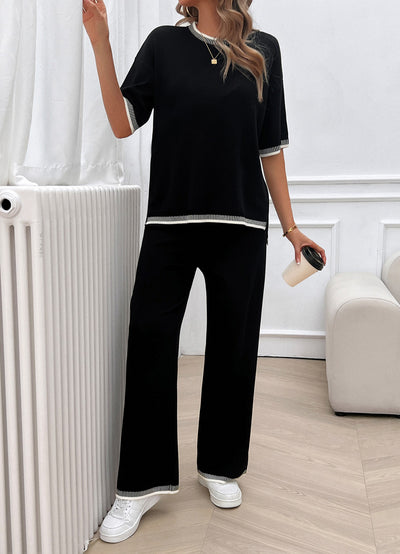 Conjunto de 2 Piezas: Blusa Suelta de Punto con Contraste + Pantalón - Image 30