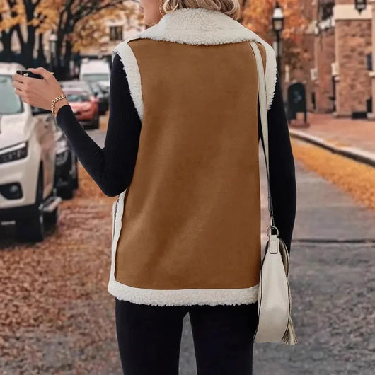 Chaleco de Lana Cordero Compuesto Mujer - Estilo Europeo Otoño Invierno